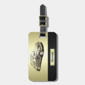 上品な古い車金ゴールド ラゲッジタグ (正面縦)