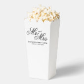 上品な台本のミスターとミセス・ウェディング・パーティーのポップコーン フェイバーボックス (はじけた状態)
