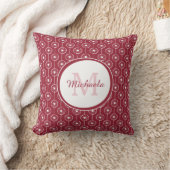 上品な唐辛子レッド名モノグラムのハートドット クッション (ブランケット)