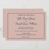 上品な埃っぽいピンクとブルー 招待状 (正面/裏面)