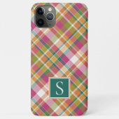 上品な夏オレンジピンクティール(緑がかった色)グリーンプレイドパターン Case-Mate iPhoneケース (裏面)