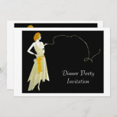 上品な夕べディナーパーティの招待状カード 招待状 (正面/裏面)
