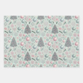 上品な大人パステルクリスマスギフトラップセット ラッピングペーパーシート (正面2)