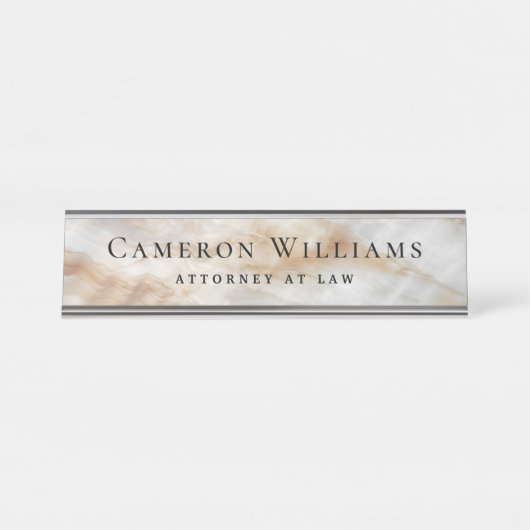 上品な大理石のエレガントルック名とタイトル デスクネームプレート (正面)