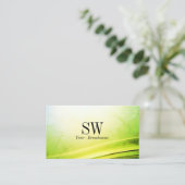 上品な大理石の緑の湾曲したデコールとモノグラム 名刺 (スタンド正面)