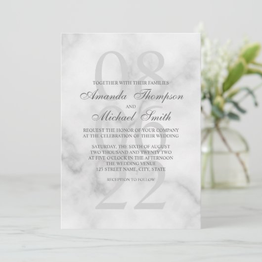 上品な大理石エレガントな結婚式 招待状 (スタンド正面)