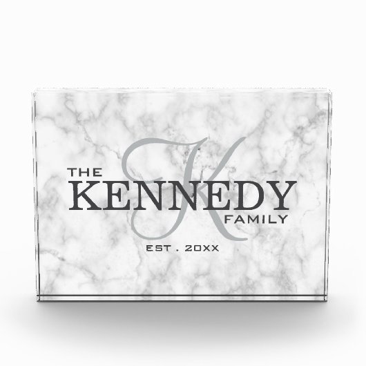 上品な大理石ファミリーモノグラム名前タイポグラフィ フォトブロック (正面)