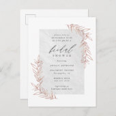 上品な大理石及びばら色の金ゴールドの枝ブライダルシャワー インビテーションポストカード (正面/裏面)