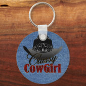 上品な女性のカーボーイロデオクイーンキーチェーン キーホルダー (正面)