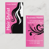 上品な女性のサロンの美容師|のピンク 名刺 (正面/裏面)