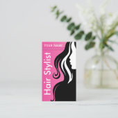 上品な女性のサロンの美容師|のピンク 名刺 (スタンド正面)