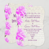 上品な女性らしいマウべとピンクの花のウェディング 招待状 (正面/裏面)