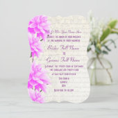 上品な女性らしいマウべとピンクの花のウェディング 招待状 (スタンド正面)