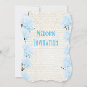 上品な女性らしい淡いパステルブルーの花のウェディング 招待状 (裏面)