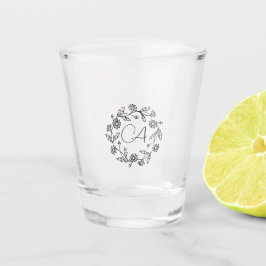 上品な定年モダンフラワーブラック ショットグラス
