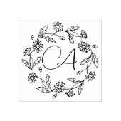 上品な定年モダンフラワーブラック ラバースタンプ (インプリント)