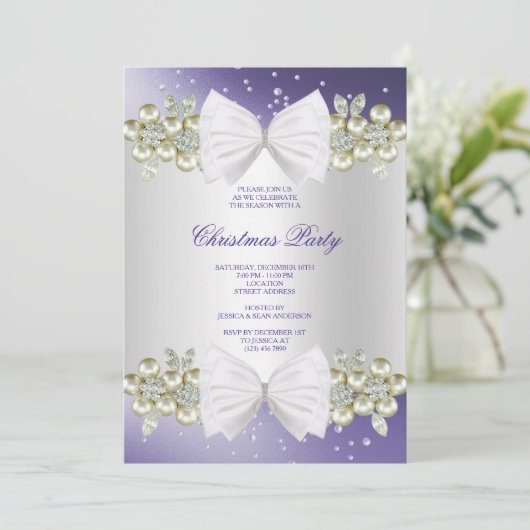 上品な宝石とボーブルークリスマス 招待状 (スタンド正面)