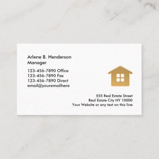 上品な実在不動産仲介業者テーマ名刺テンプレート 名刺 (裏面)