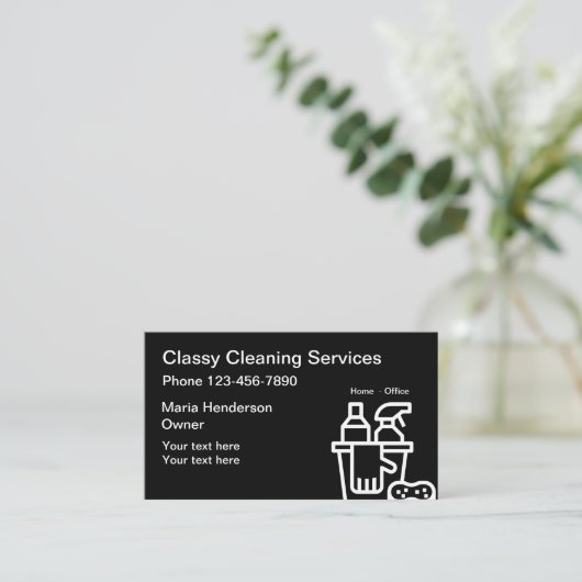 上品な家またはオフィスのクリーニング 名刺 (スタンド正面)