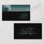 上品な専門の黒いティール（緑がかった色）の名刺 名刺 (正面/裏面)