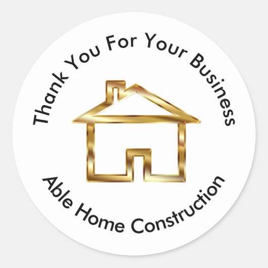 上品な建築金ゴールド色付きロゴありがとう ラウンドシール (正面)