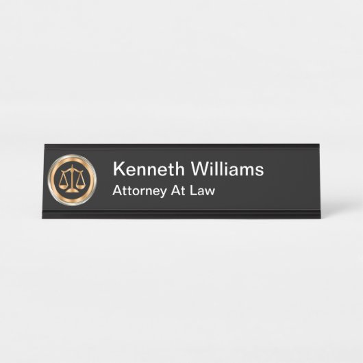 上品な弁護士の法律の紋章のデザイン デスクネームプレート (正面)