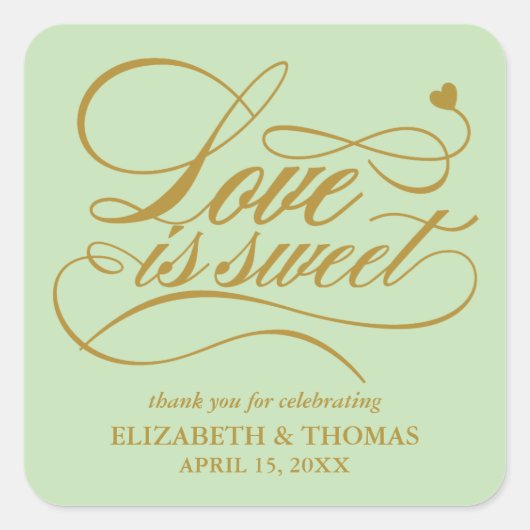 上品な愛エレガントは甘い結婚式用シール スクエアシール (正面)