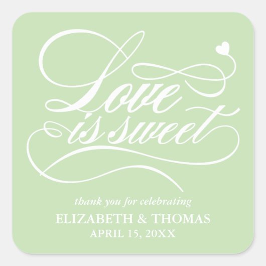 上品な愛エレガントは甘い結婚式用シール スクエアシール (正面)
