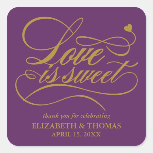 上品な愛エレガントは甘い結婚式用シール スクエアシール (正面)
