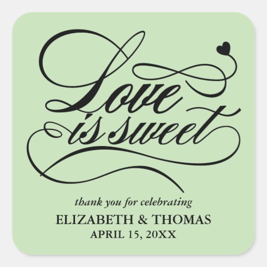 上品な愛エレガントは甘い結婚式用シール スクエアシール (正面)