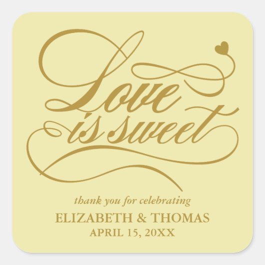 上品な愛エレガントは甘い結婚式用シール スクエアシール (正面)
