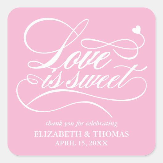 上品な愛エレガントは甘い結婚式用シール スクエアシール (正面)
