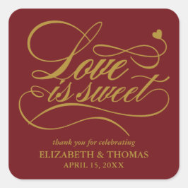 上品な愛エレガントは甘い結婚式用シール スクエアシール