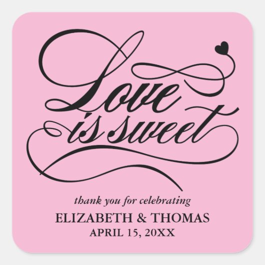 上品な愛エレガントは甘い結婚式用シール スクエアシール (正面)