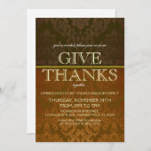 上品な感謝祭の食事への招待 招待状 (正面/裏面)