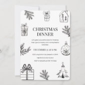上品な手描きのクリスマスディナー招待状 招待状 (正面)