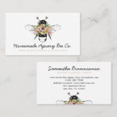 上品な手描きハートフローラアピラルハニービー 名刺 (正面/裏面)