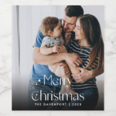 上品な手書のクリスマスワインギフト ワインラベル (シングルラベル)