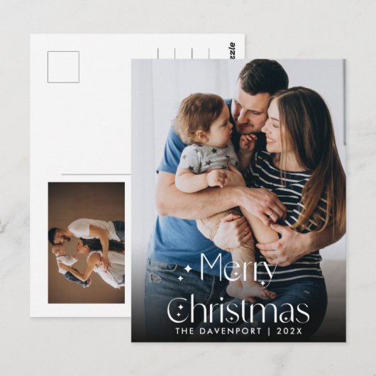 上品な手書型クリスマス縦はがき ポストカード (正面/裏面)