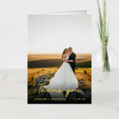 上品な手書金ゴールドありがとう |の結婚写真 箔グリーティングカード (正面)