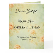 上品な折りたたみ式結婚式のお礼カード