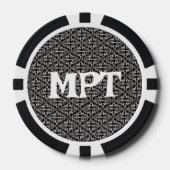 上品な抽象芸術パターン白黒ダマスク ポーカーチップ (正面)