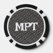 上品な抽象芸術パターン白黒ダマスク ポーカーチップ (裏面)