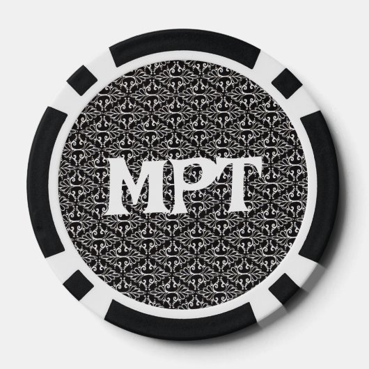 上品な抽象芸術パターン白黒ダマスク ポーカーチップ (裏面)