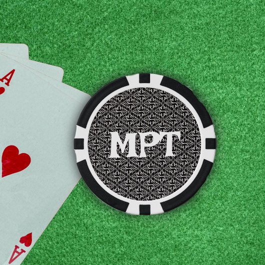 上品な抽象芸術パターン白黒ダマスク ポーカーチップ