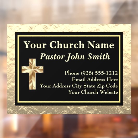 上品な教会の牧師 ゴールドとブラック ウィンドウサイン (シート2)