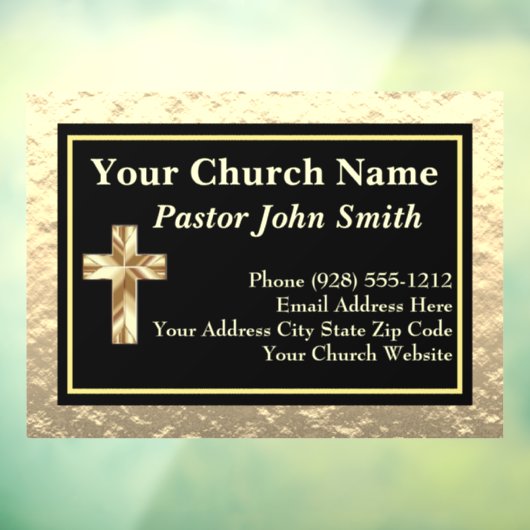 上品な教会の牧師 ゴールドとブラック ウィンドウサイン (シート3)