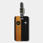 上品な旅行者のために…黒モノグラムの色 ラゲッジタグ (正面縦)