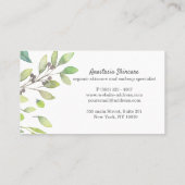 上品な日のスパとサロングリーンリーフの水色 名刺 (裏面)