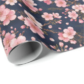 上品な日本の桜の花のデザイン ラッピングペーパー (ロールコーナー)